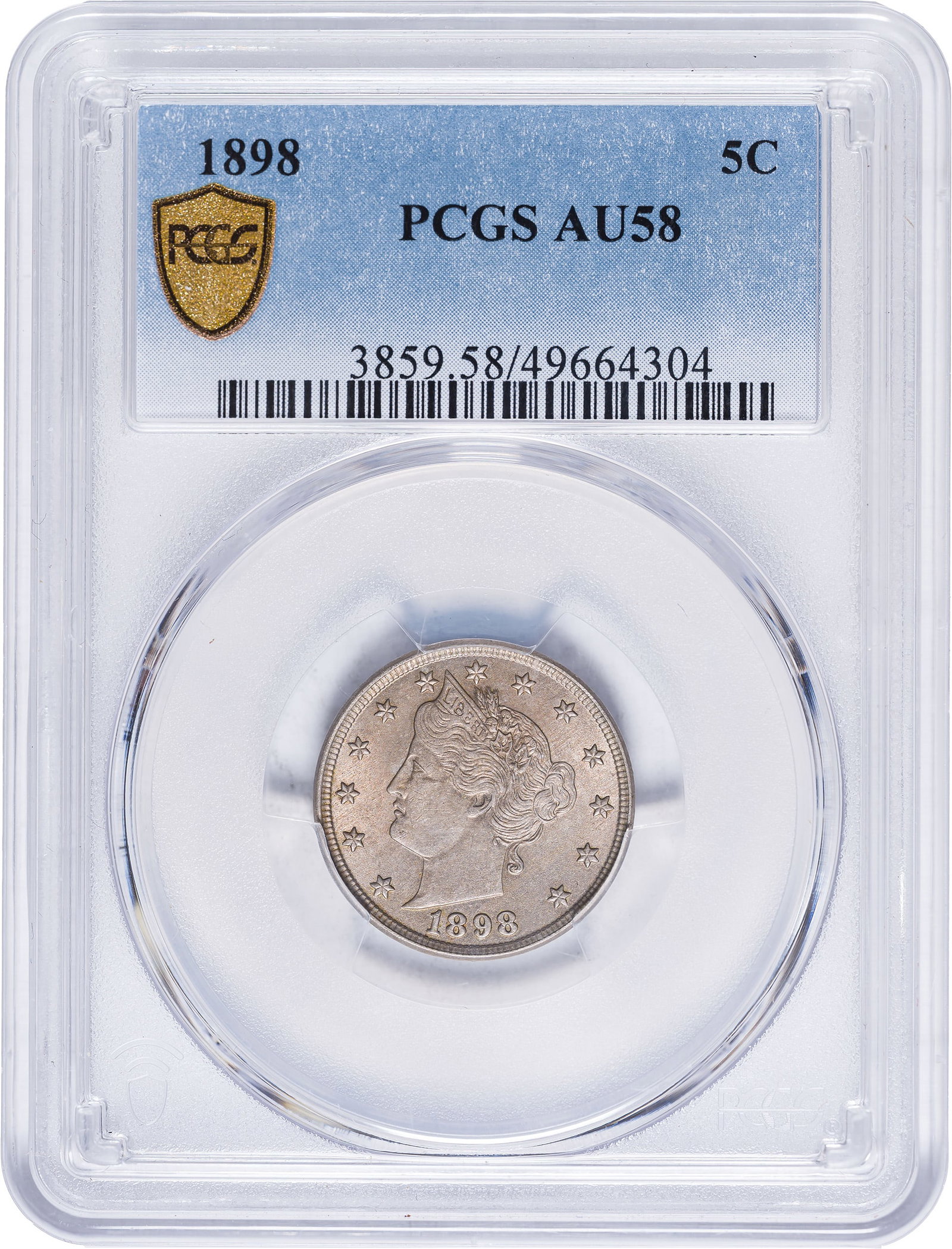 PCGS AU-58 1898 Liberty Nickel: Satiny, sharp, and lustrous, and ever-so-close to a Mint State designation.