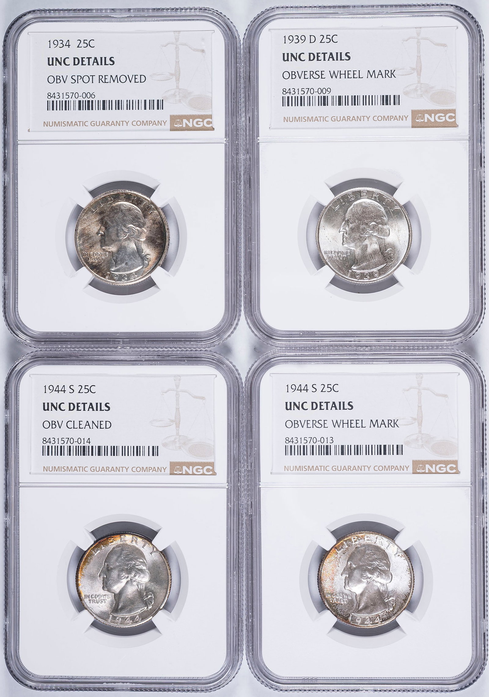 NGC-Certified Washington Quarter Quartet (1 of 2)
