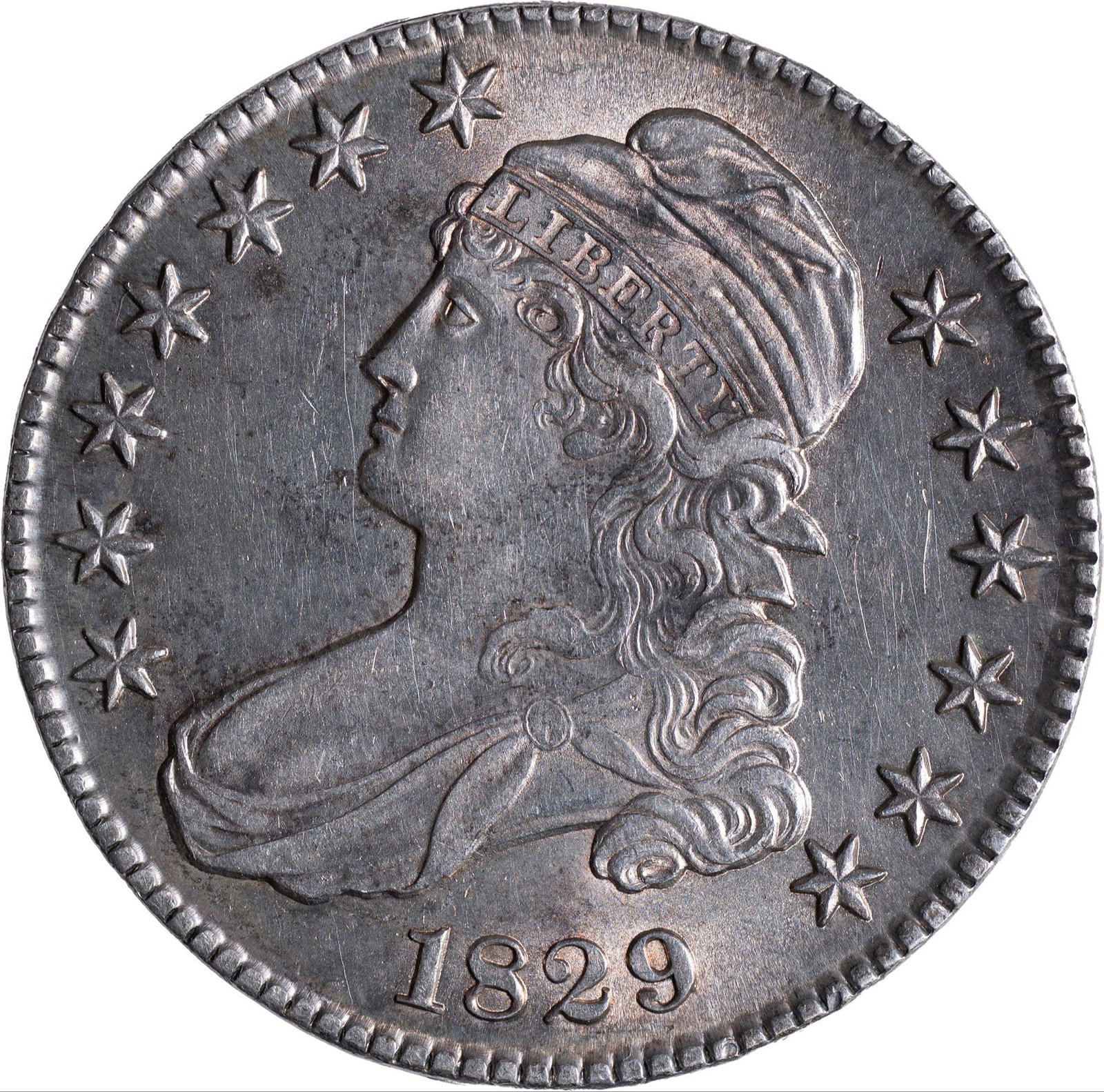 Choice AU-55 1829 Capped Bust Half Dollar (1 of 2)