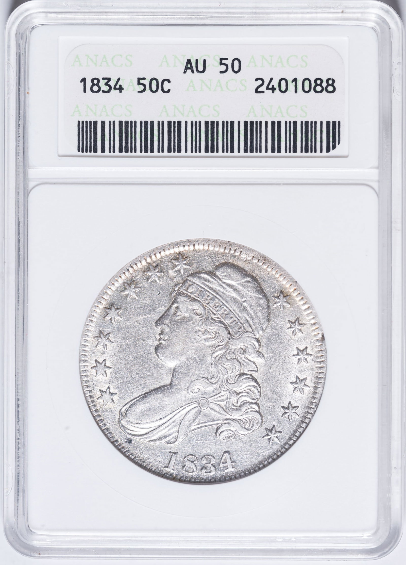 ANACS AU-50 1834 Capped Bust Half Dollar (1 of 2)