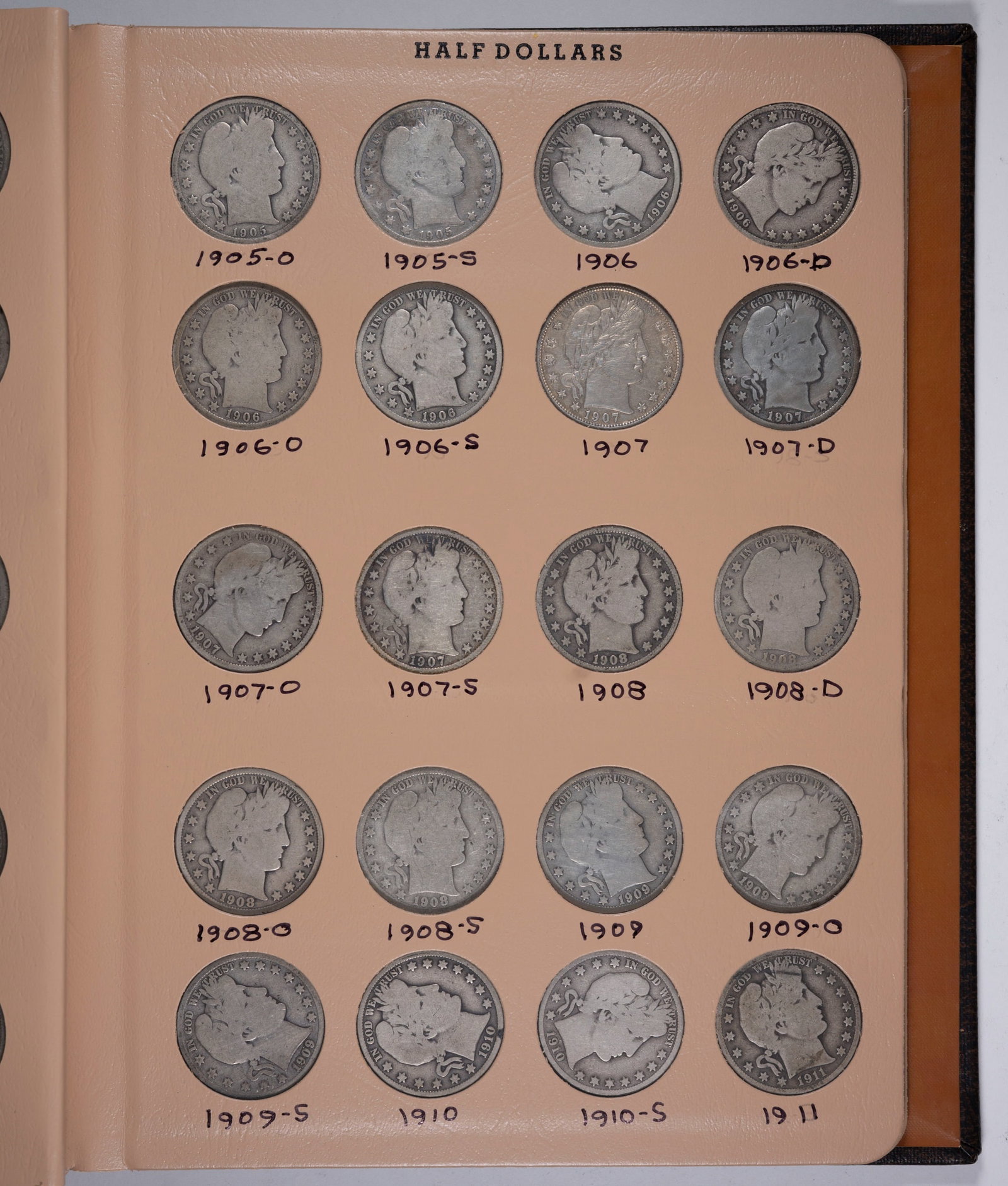 Nearly Complete Barber Half Dollar Set - 3