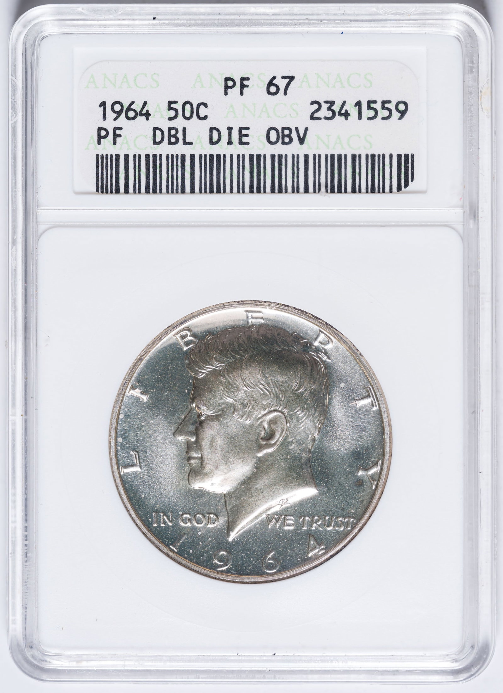 ANACS Proof-67 1964 Kennedy Half Dollar (1 of 2)