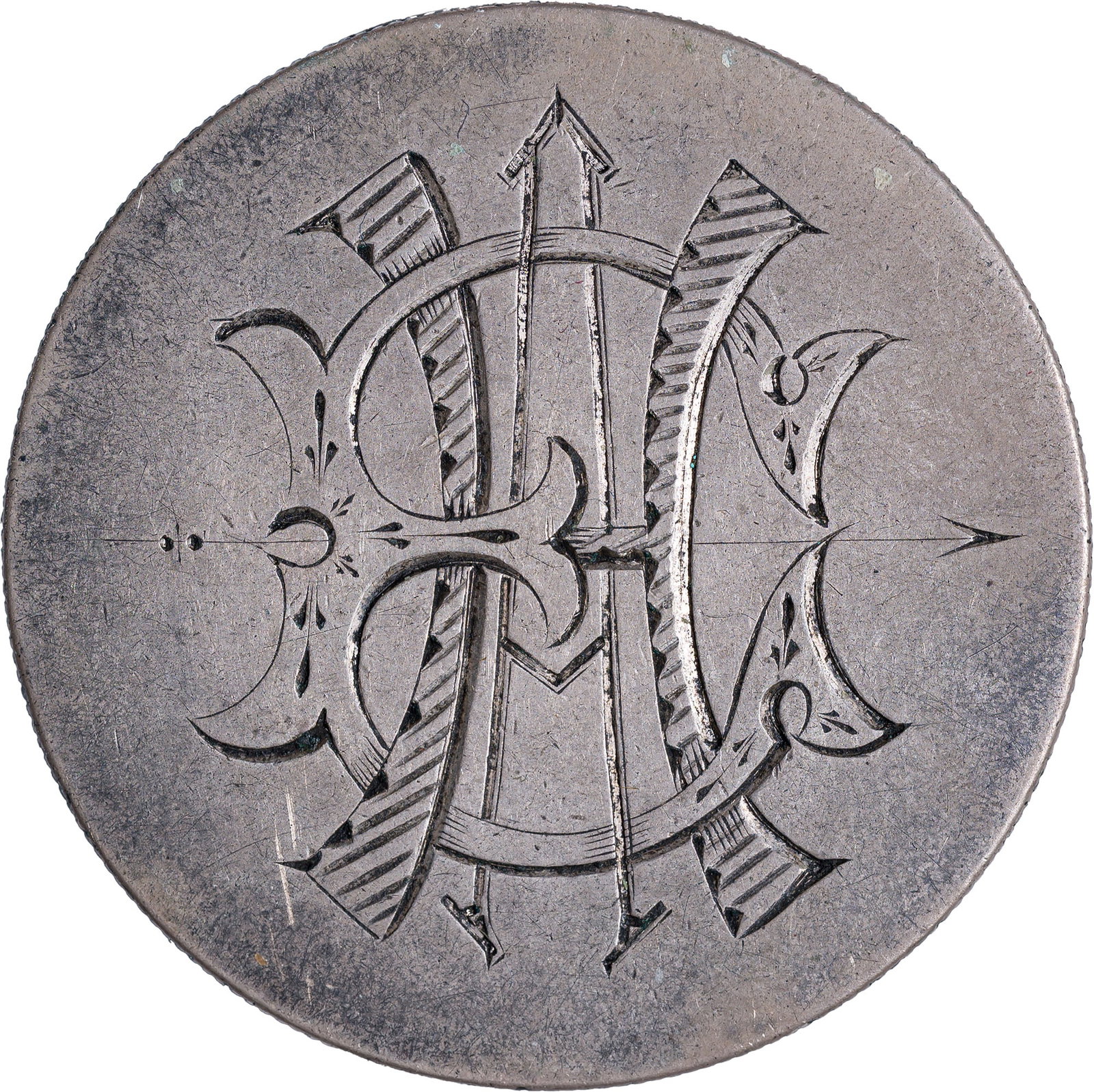 Love Token. EF 1877 Trade Dollar Host - 2