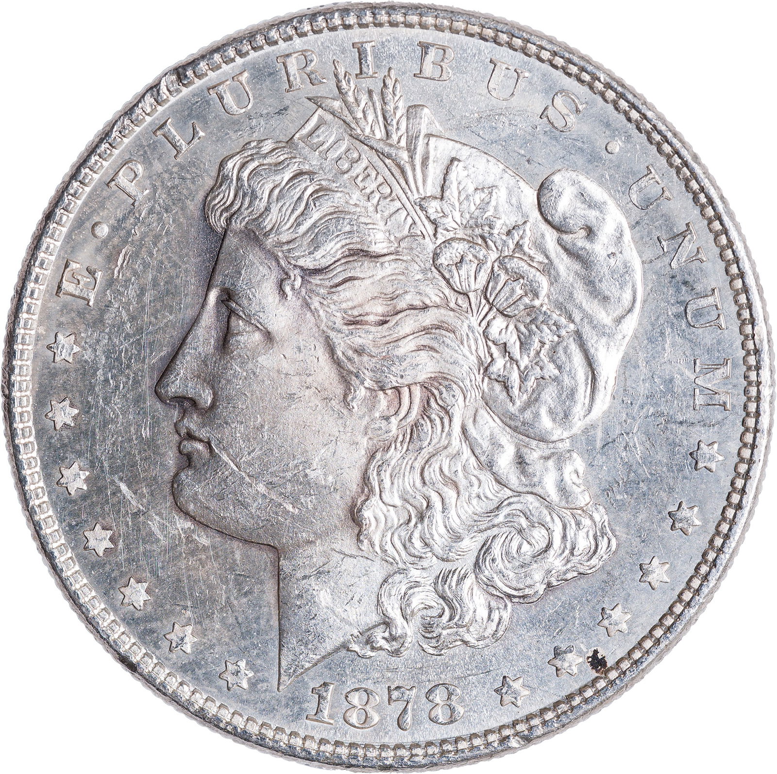 MS-60 PL 1878 7TF Morgan Dollar: Bright, lustrous, and only a few stray marks from a finer grade.