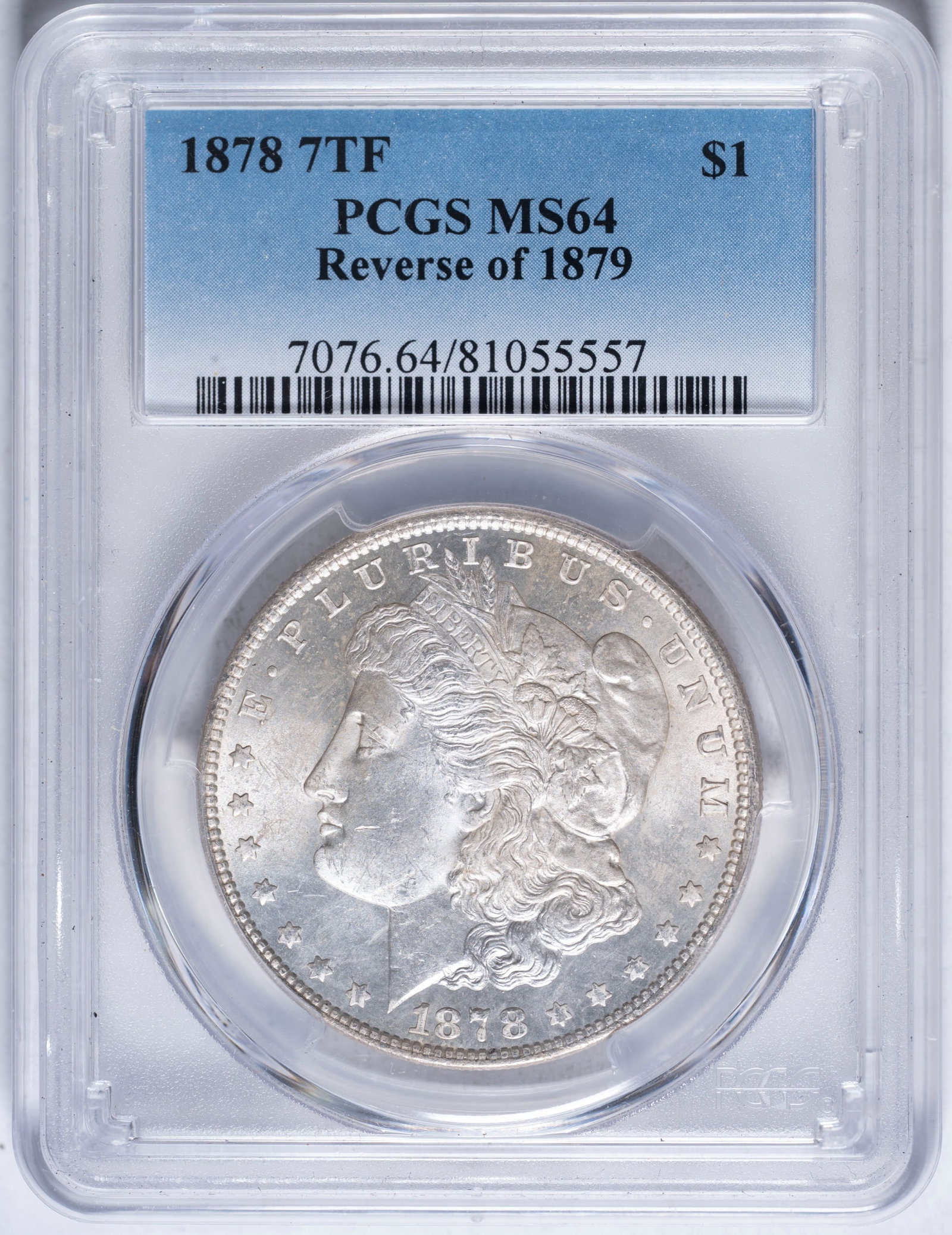 PCGS MS-64 1878 Rev'79 Morgan Dollar: Brilliant and rarely seen in grades higher than this.