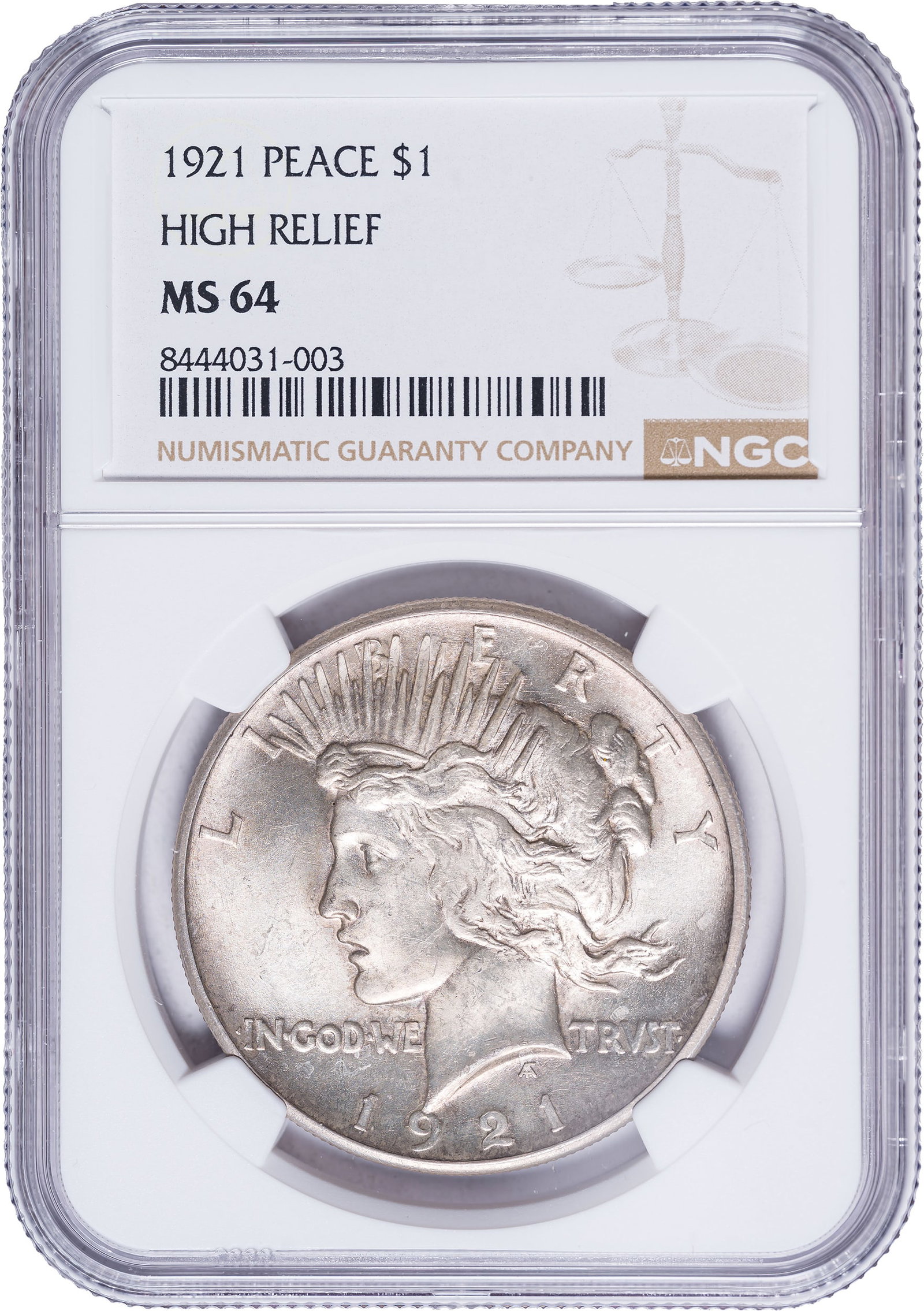 NGC MS-64 1921 Peace Dollar (1 of 2)