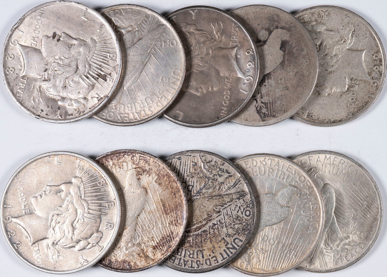 10 Pcs Mixed Peace Dollars (1 of 1)