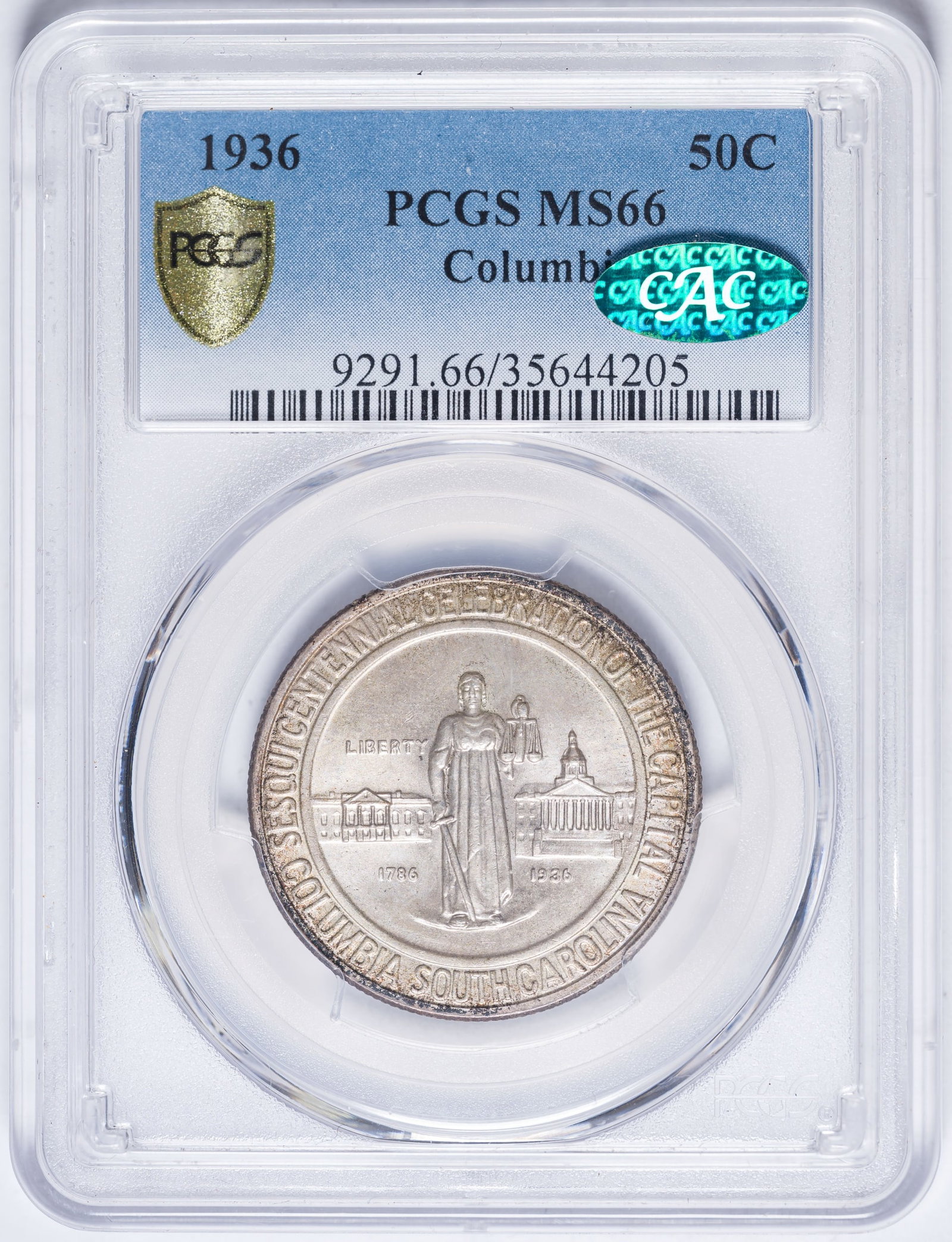 PCGS MS-66 CAC 1936 Columbia Half Dollar (1 of 2)