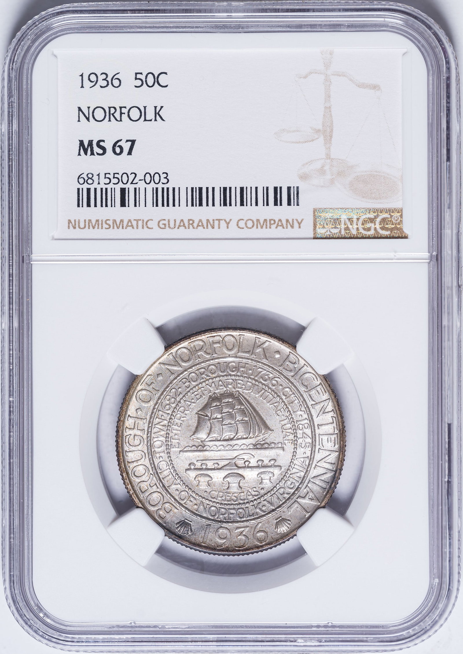 NGC MS-67 1936 Norfolk Half Dollar (1 of 2)