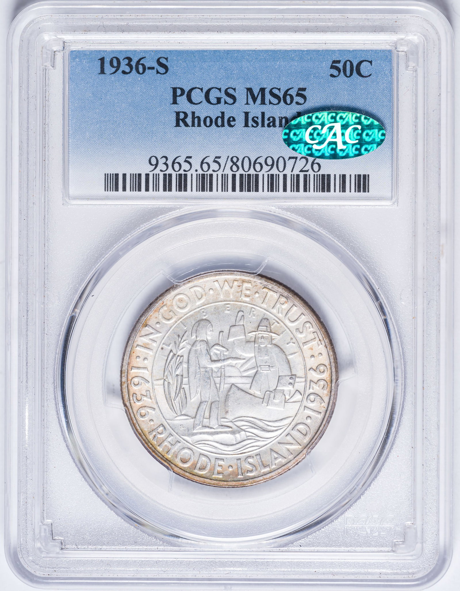 PCGS MS-65 CAC 1936-S Rhode Island Half Dollar (1 of 2)