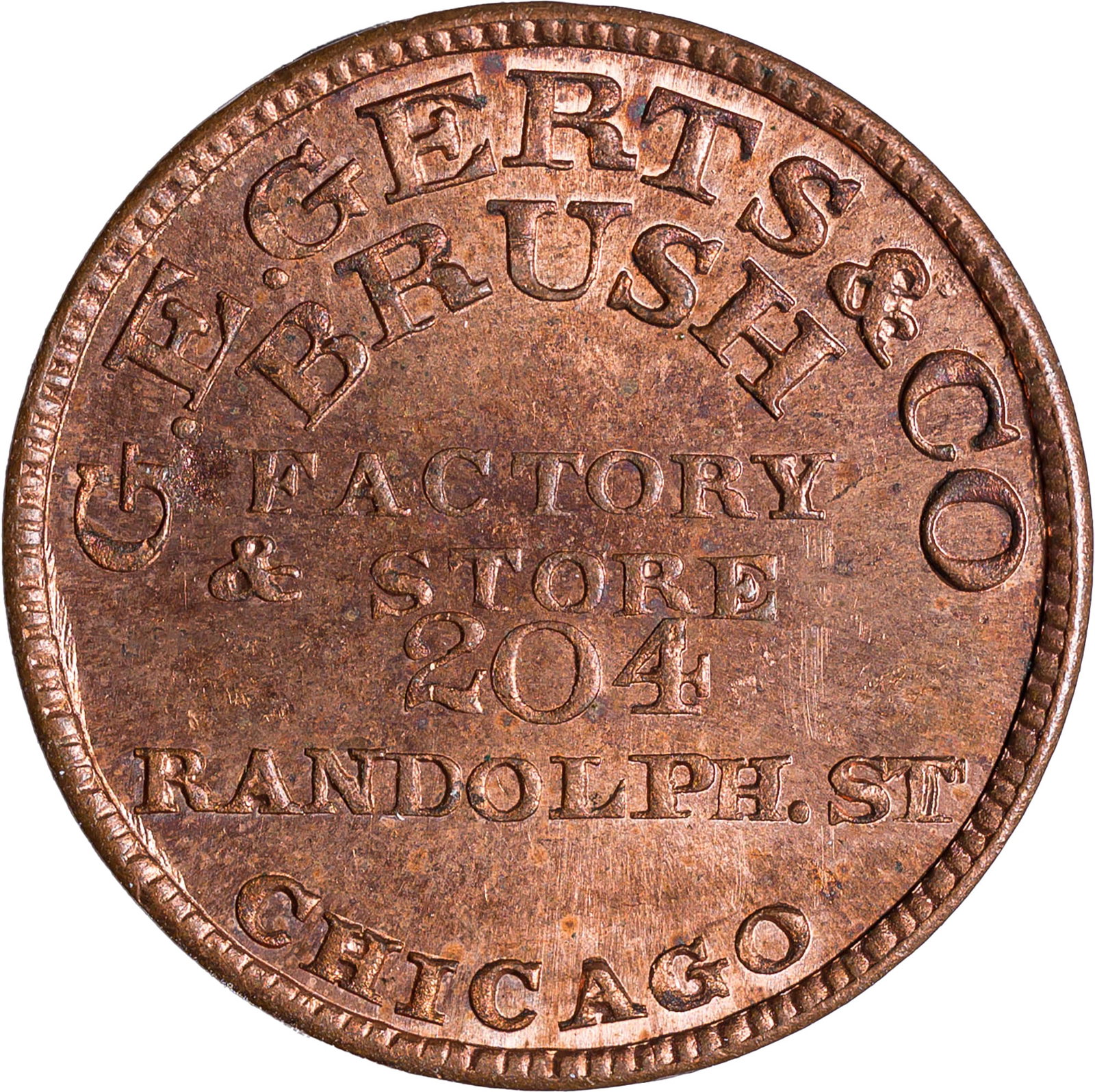 MS-64 RB Undated Store Card Civil War Token (1 of 2)