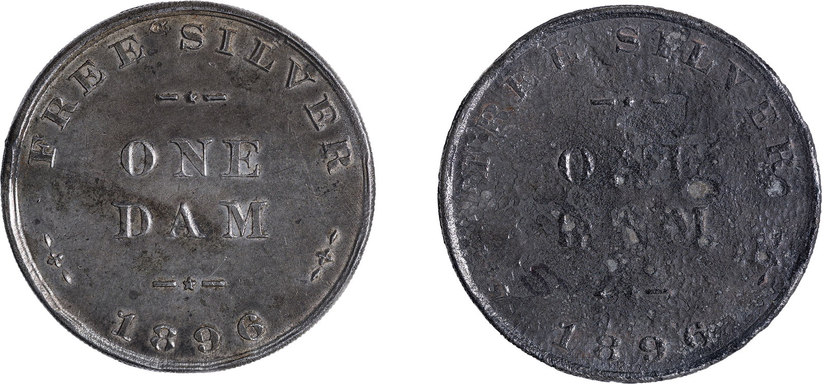 Pair of 1896 Bryan Money One Dam Pieces - 2
