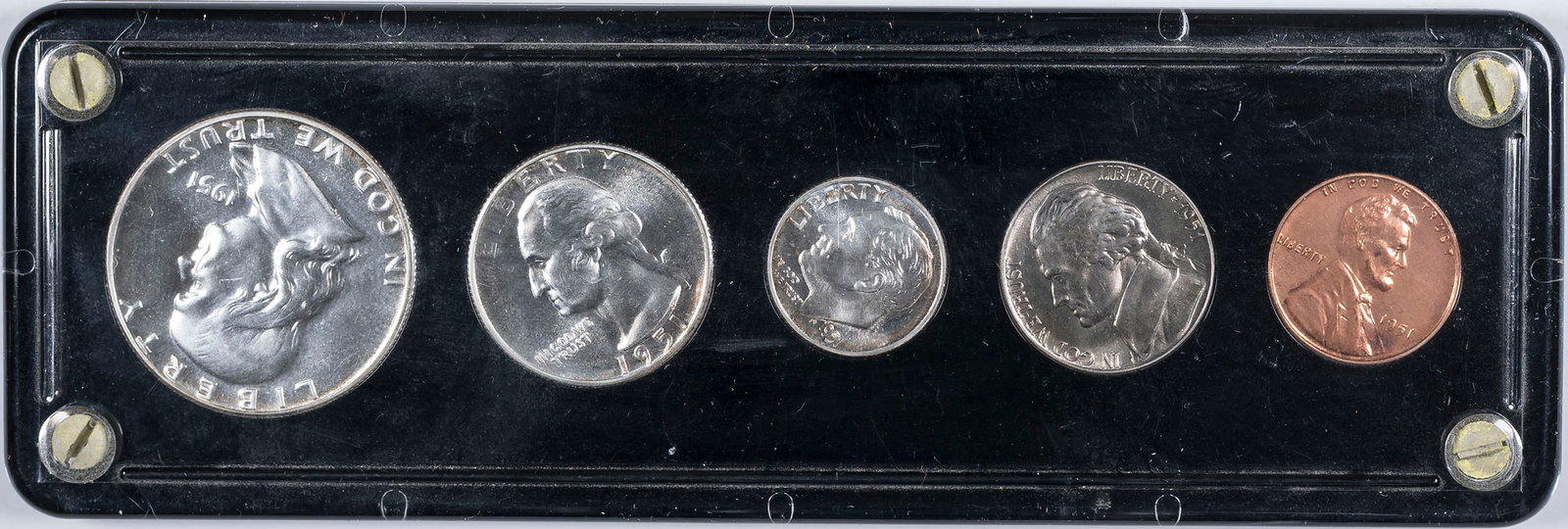 Gem 1951 Proof Set: All brilliant and lustrous. In a custom plastic holder.