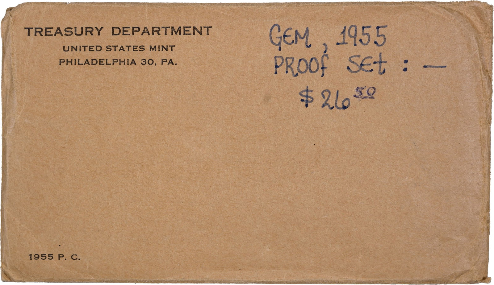 Gem 1955 Proof Set: In original government packing envelope.