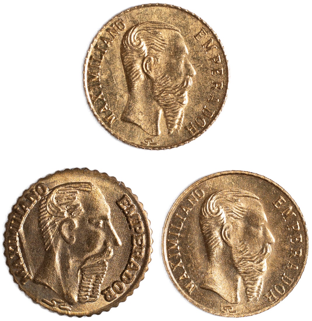 Mexico. Maximillian Gold Token Trio (1 of 2)