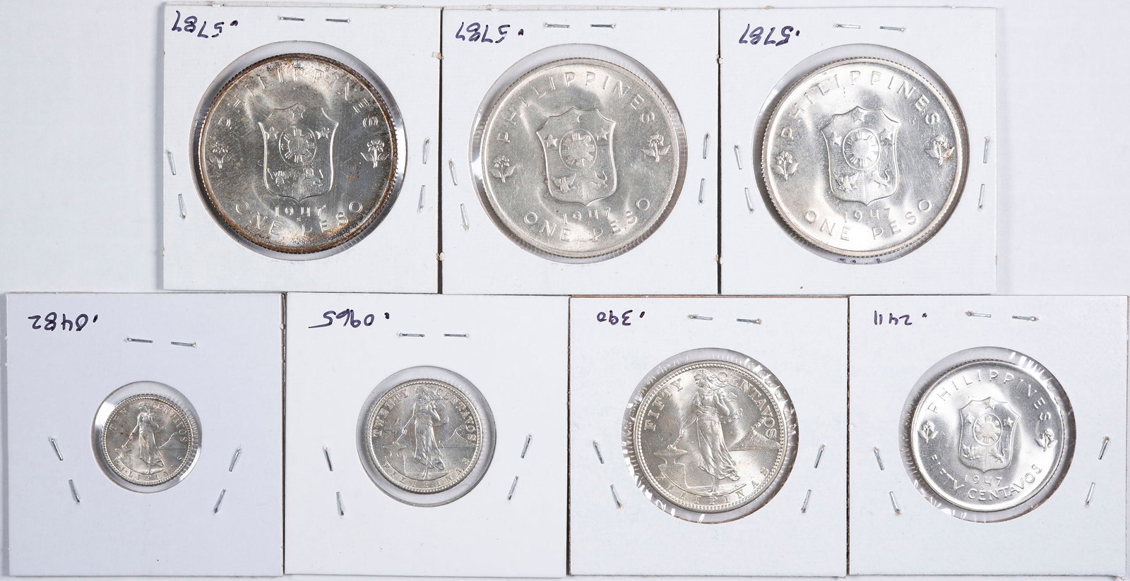 Philippines. 1940's 7 Piece UNC Silver Lot - 2