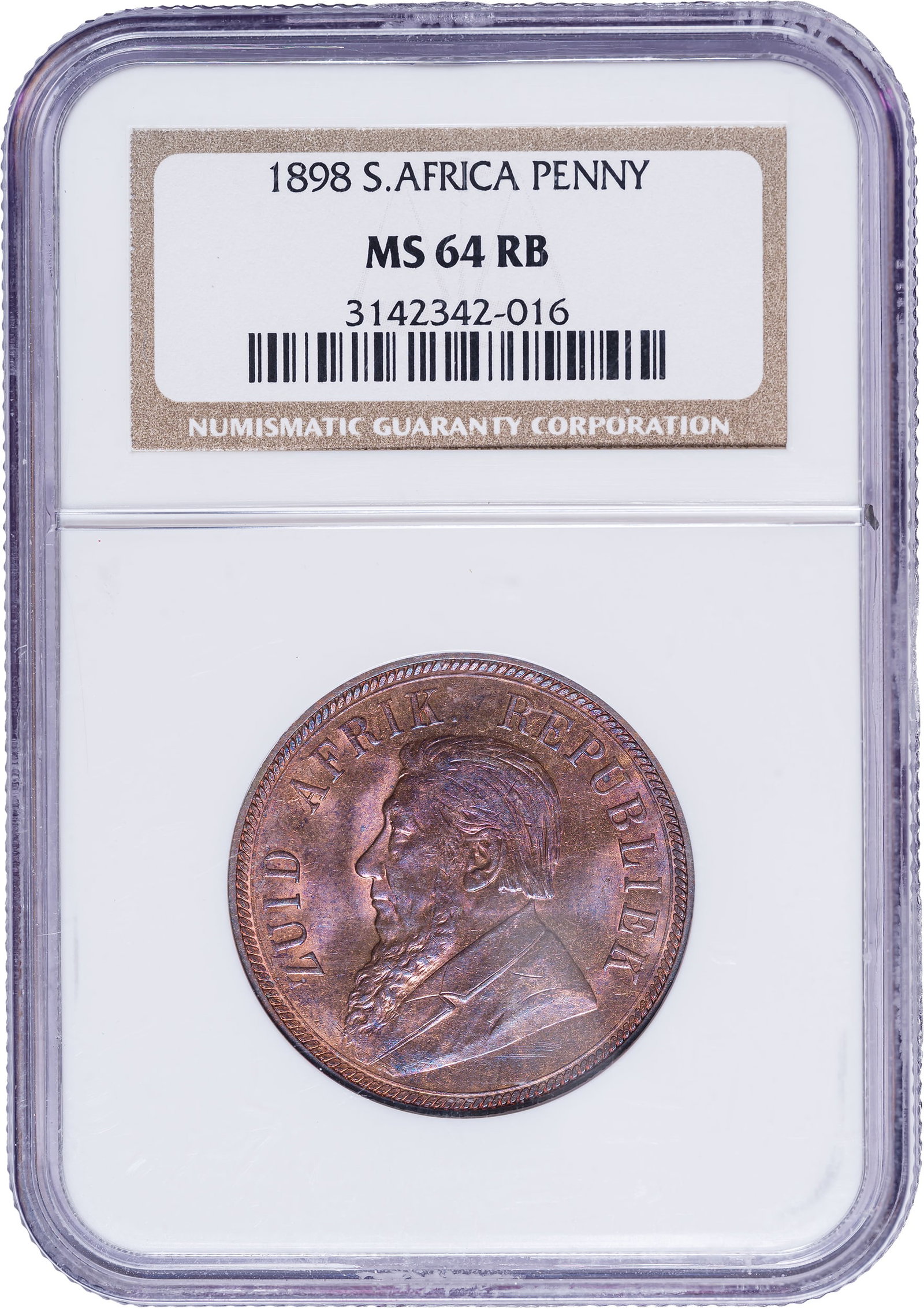 South Africa. NGC MS-64 RB 1898 Penny (1 of 2)