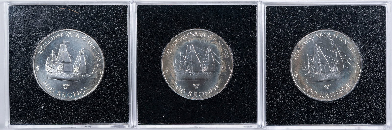 Sweden. 3 Pcs 1990 200 Kronor Silver - 2