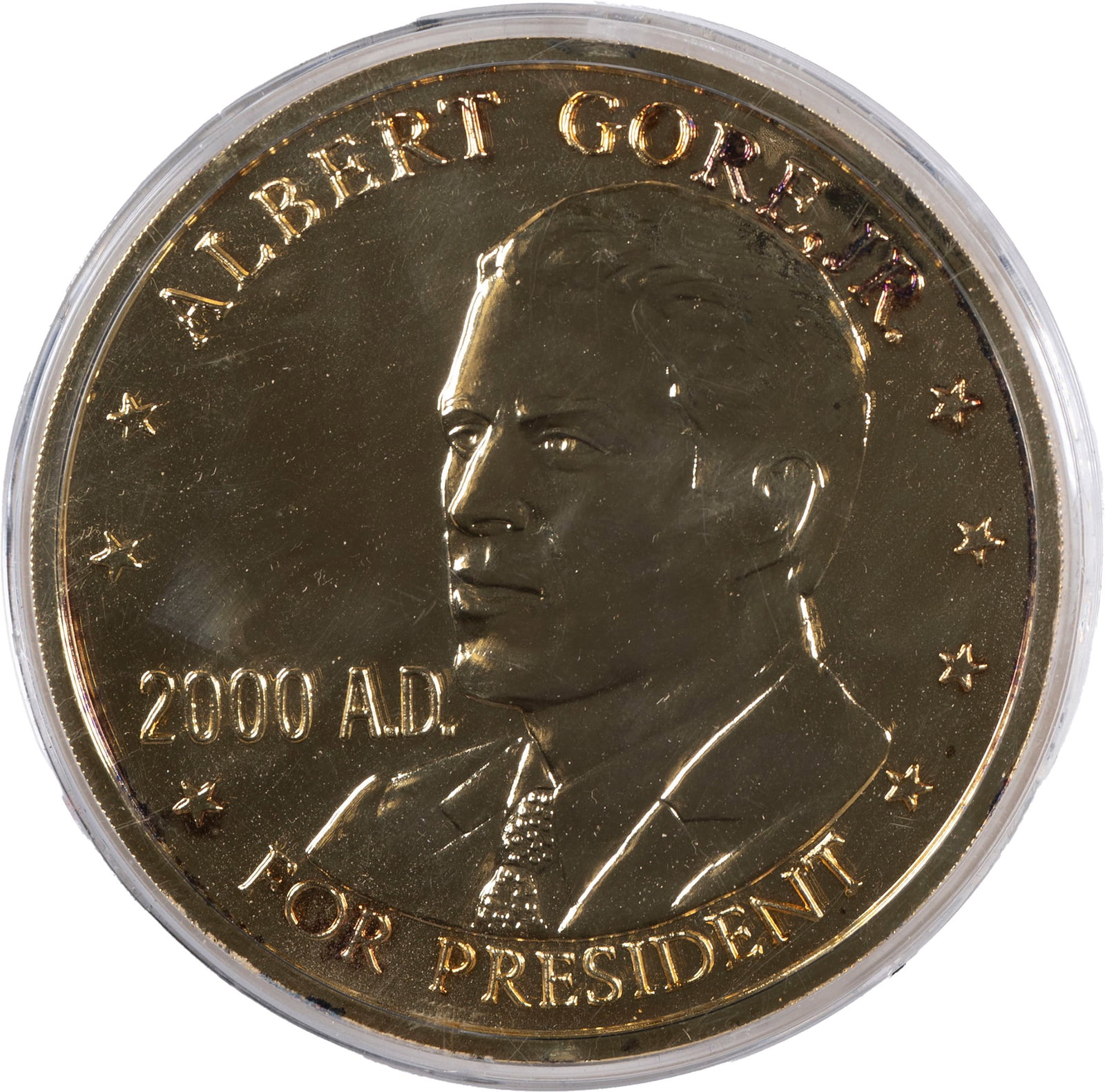 4 Ounce .999 Silver Round: "Indecision 2000" Election commemorative that's been layered in 24K gold.