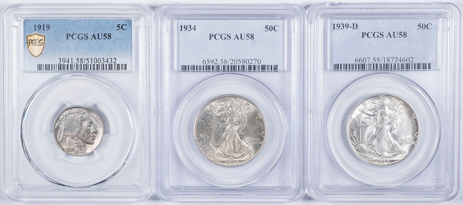 PCGS AU-58 Denomination Trio (1 of 2)