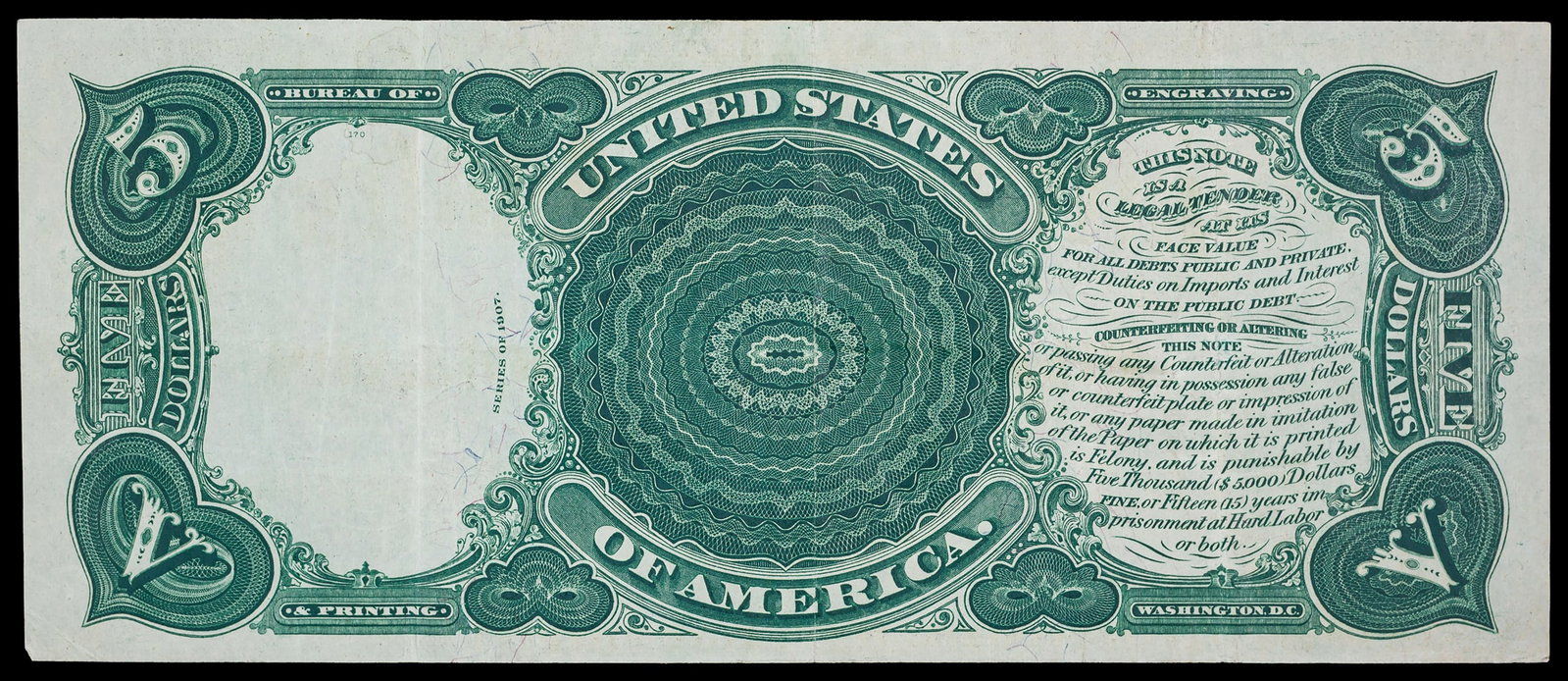 VF+ 1907 U.S. Note $5 - 2