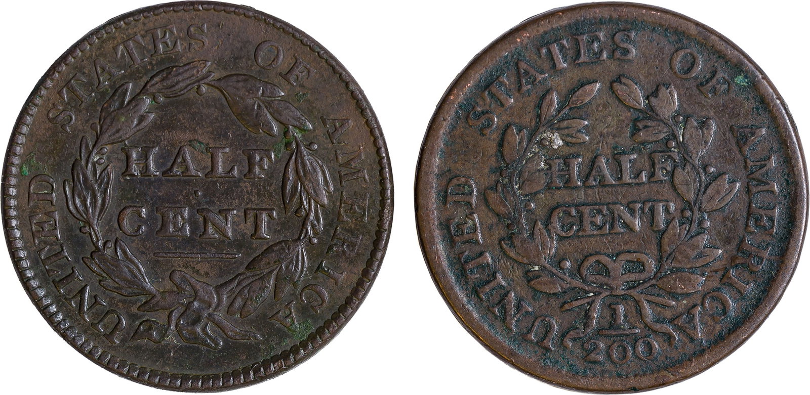 Circulated Half Cent Pair - 2