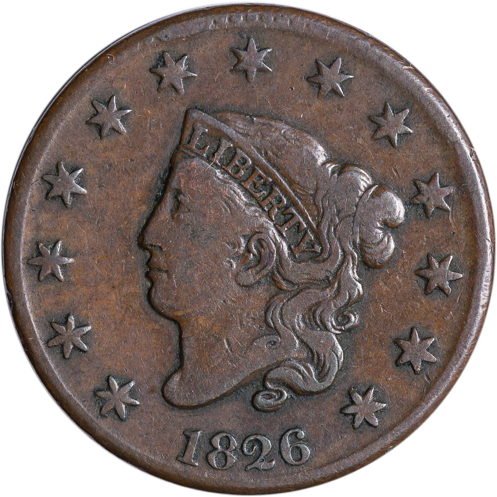 F-15 1826/5 Large Cent: Medium brown and quite choice.
