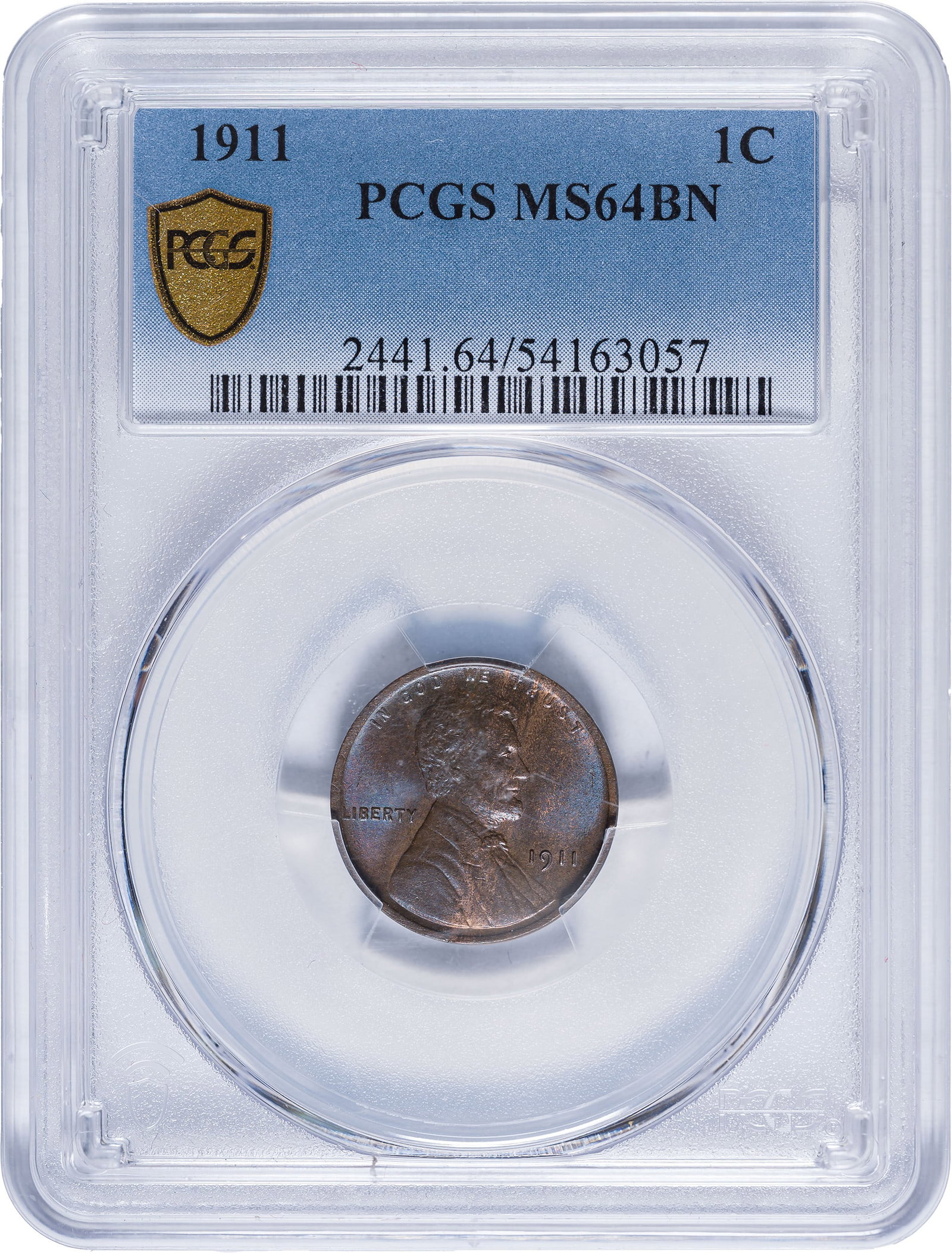 PCGS-Certified MS-64 BN Lincoln Cent Pair: Includes: 1911, some frosty red; and 1917, deep golden-brown with some red on the reverse. (Total: 2 pieces)