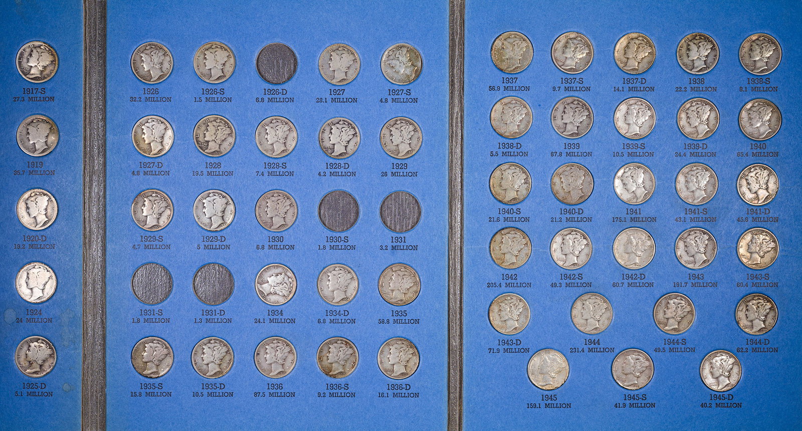 Partial Mercury Dime Set - 2