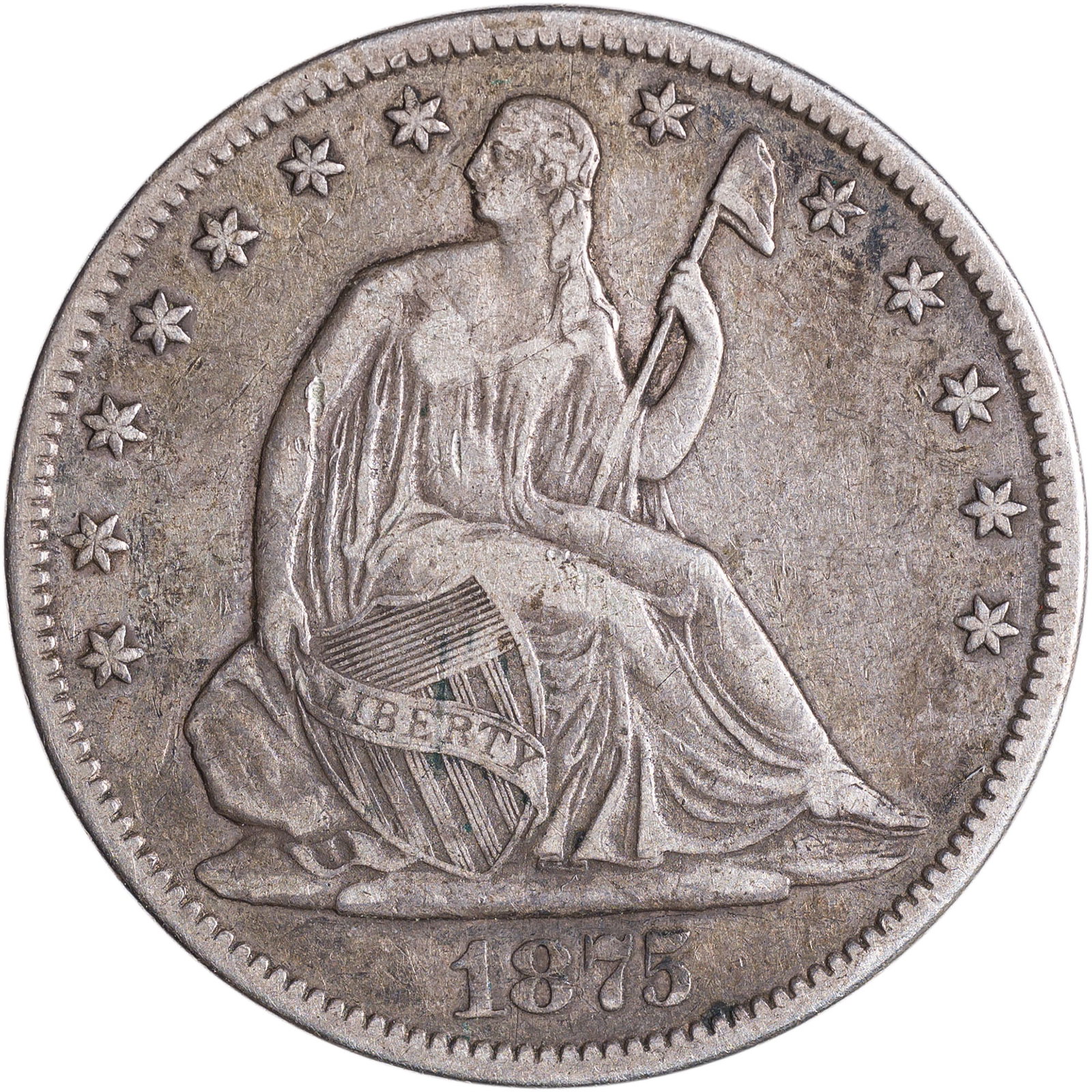 Choice VF to EF 1875-CC Seated Half Dollar (1 of 2)