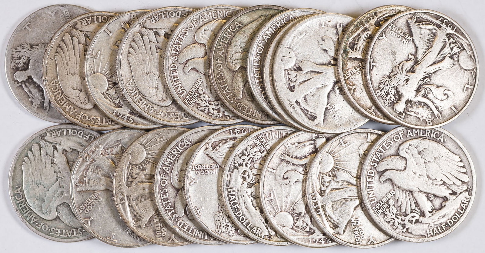 Circulated Walking Liberty Half Dollar Roll (1 of 1)