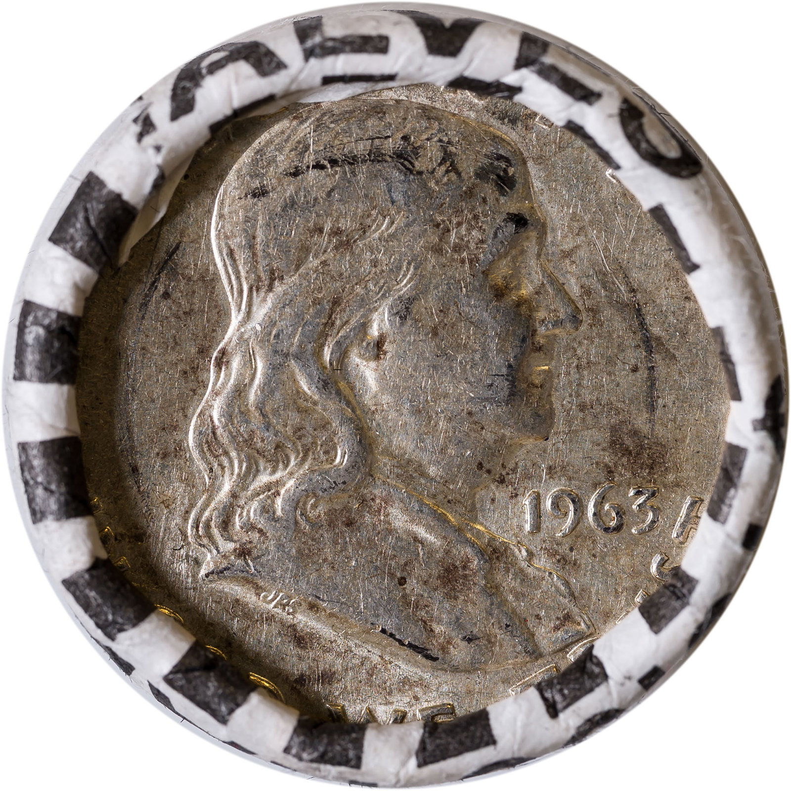 Roll Of Circulated Franklin Half Dollars (1 of 1)