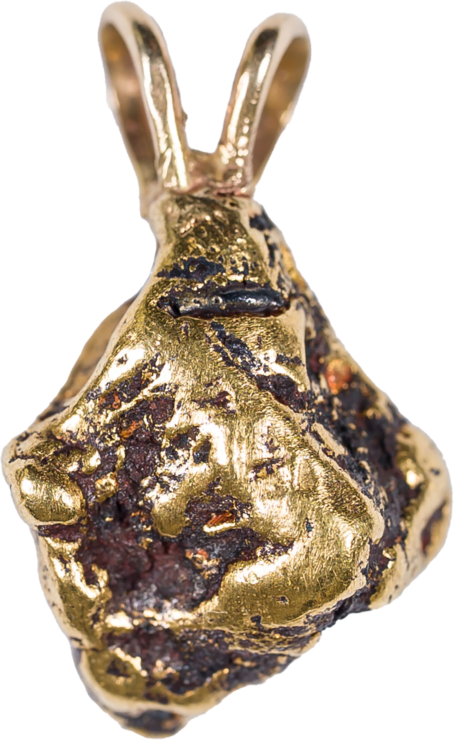 Natural Gold Nugget for Necklace: .670 Fine -- 16 Karat. 4.4 Grams total weight. Bale marked 14K.