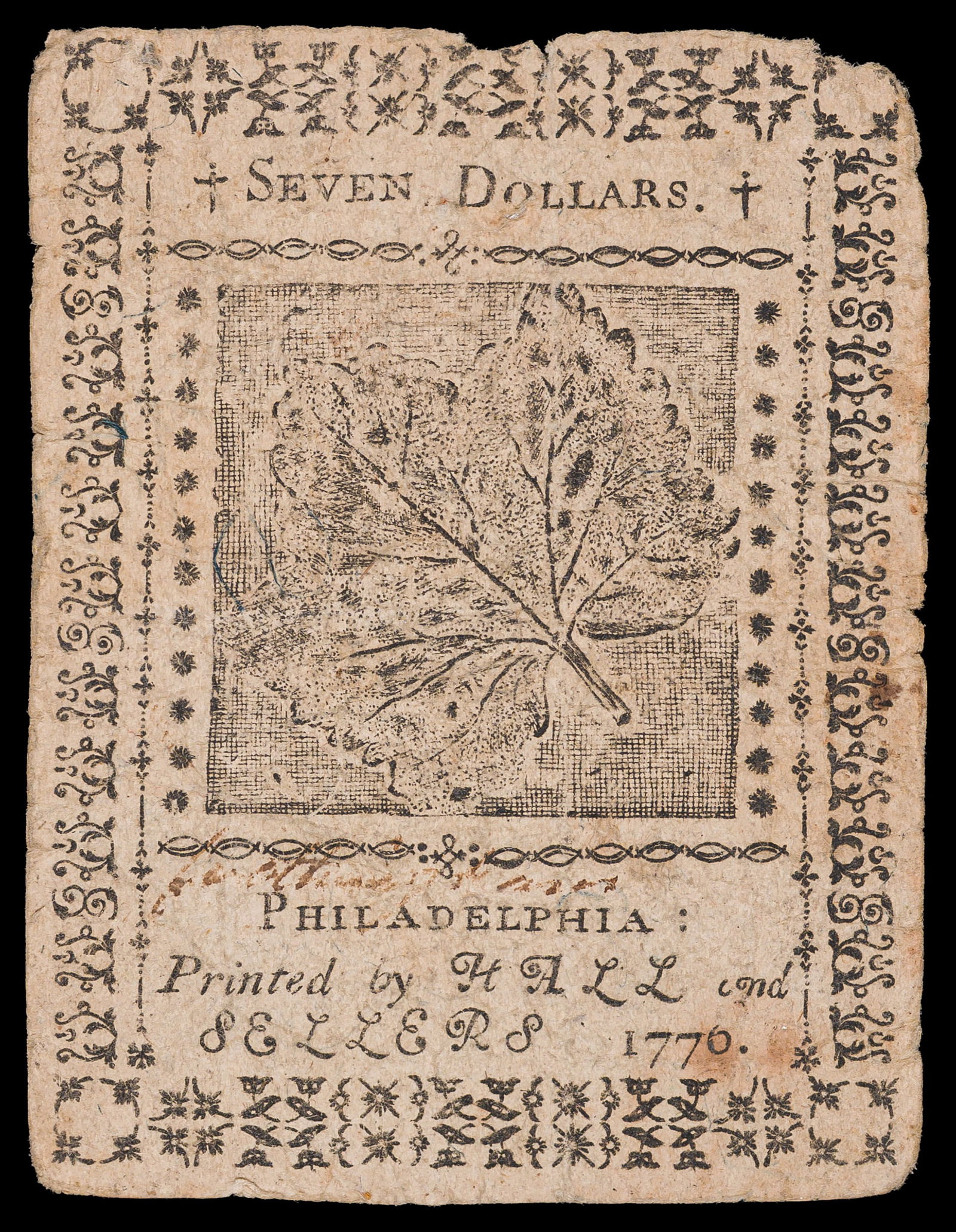 Fine 1776 $7 Continental Currency - 2