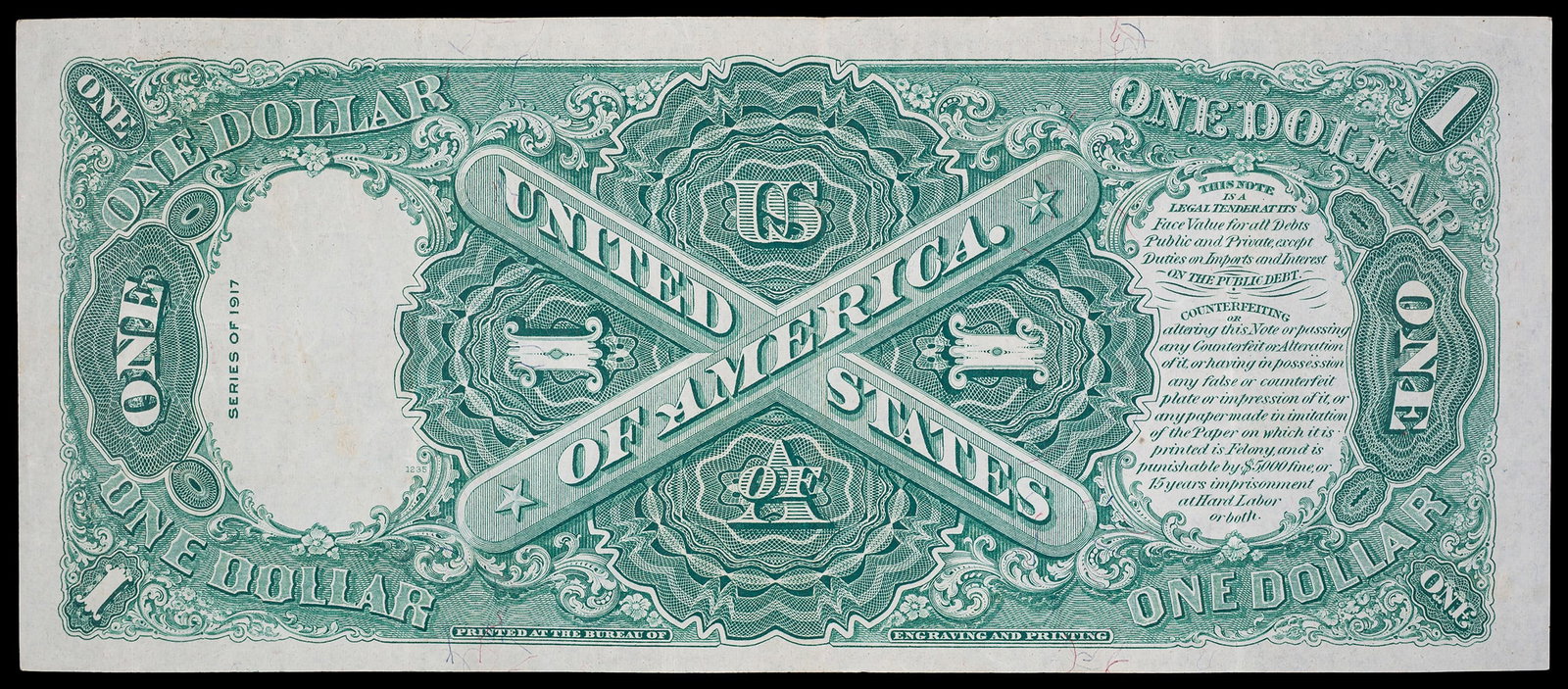 EF 1917 $1 Legal Tender Note - 2