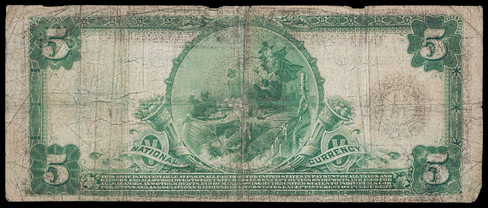 Fine 1902 National Currency $5 Note - 2