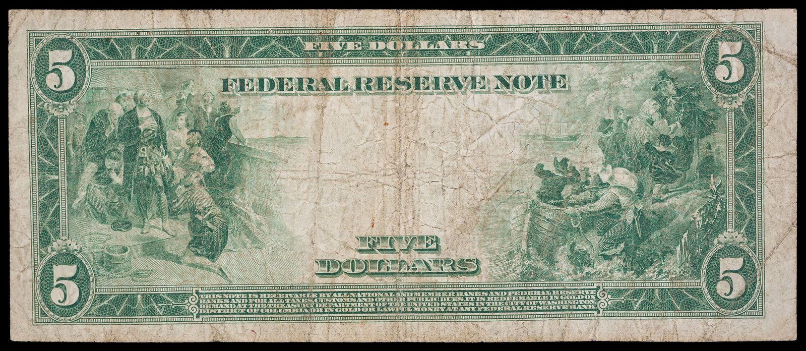 F-VF 1914 $5 New York Federal Reserve Note - 2