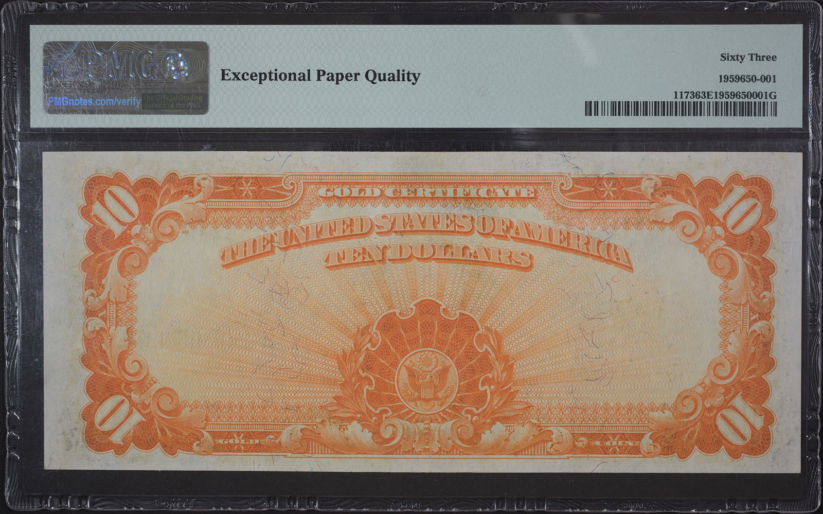 PMG 63 EPQ 1922 $10 Gold Note - 2