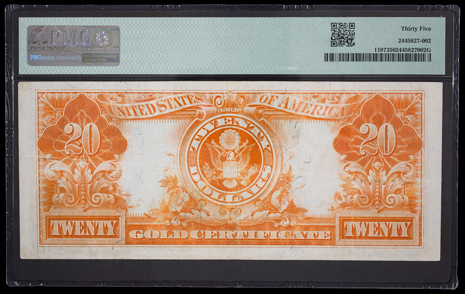 PMG VF-35 1922 $20 Gold Note - 2