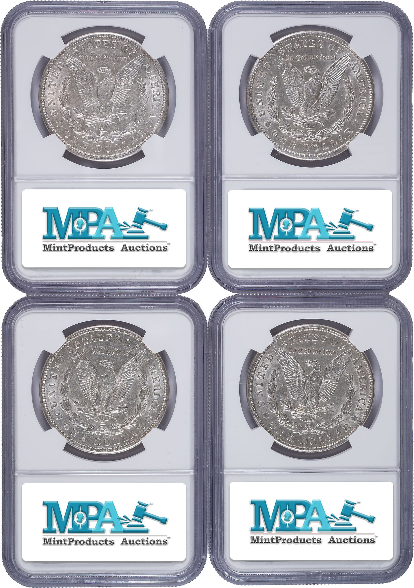 NGC AU-58 1921-S Morgan Dollar Quartet - 2