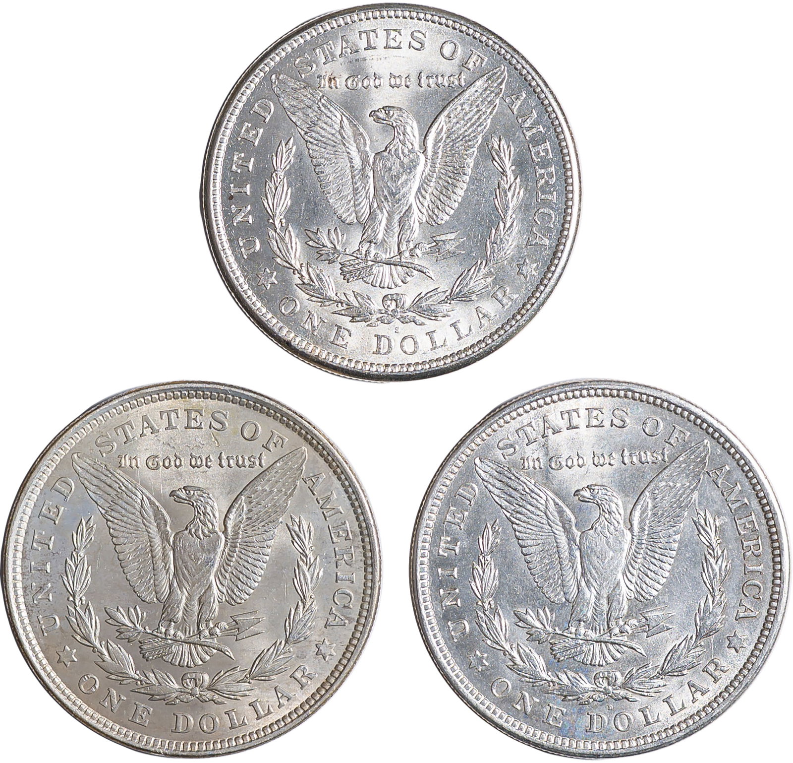 Mint State 1921-P-D-S Morgan Dollar Trio - 2