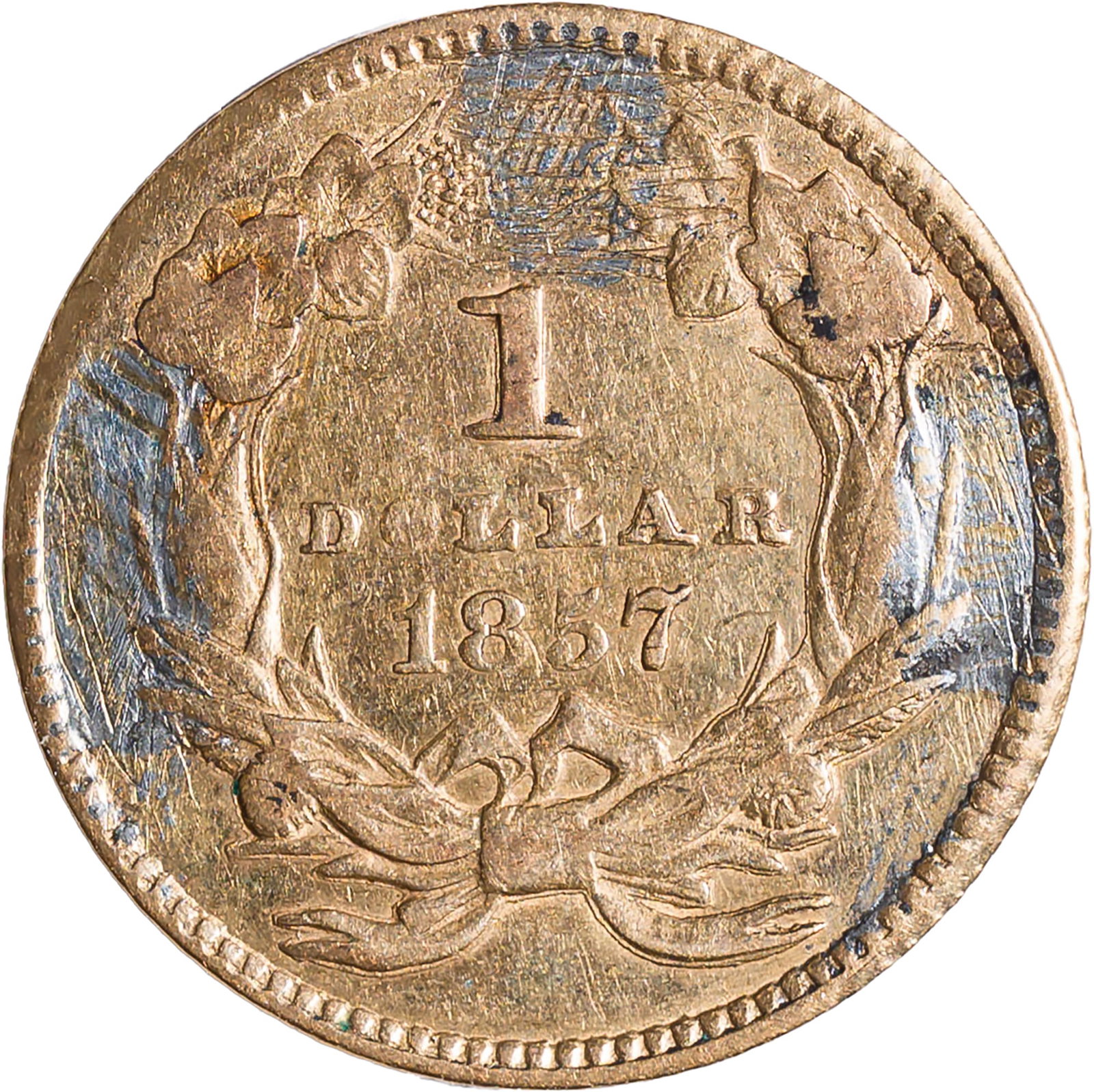 EF-AU Details 1857 $1 Gold - 2