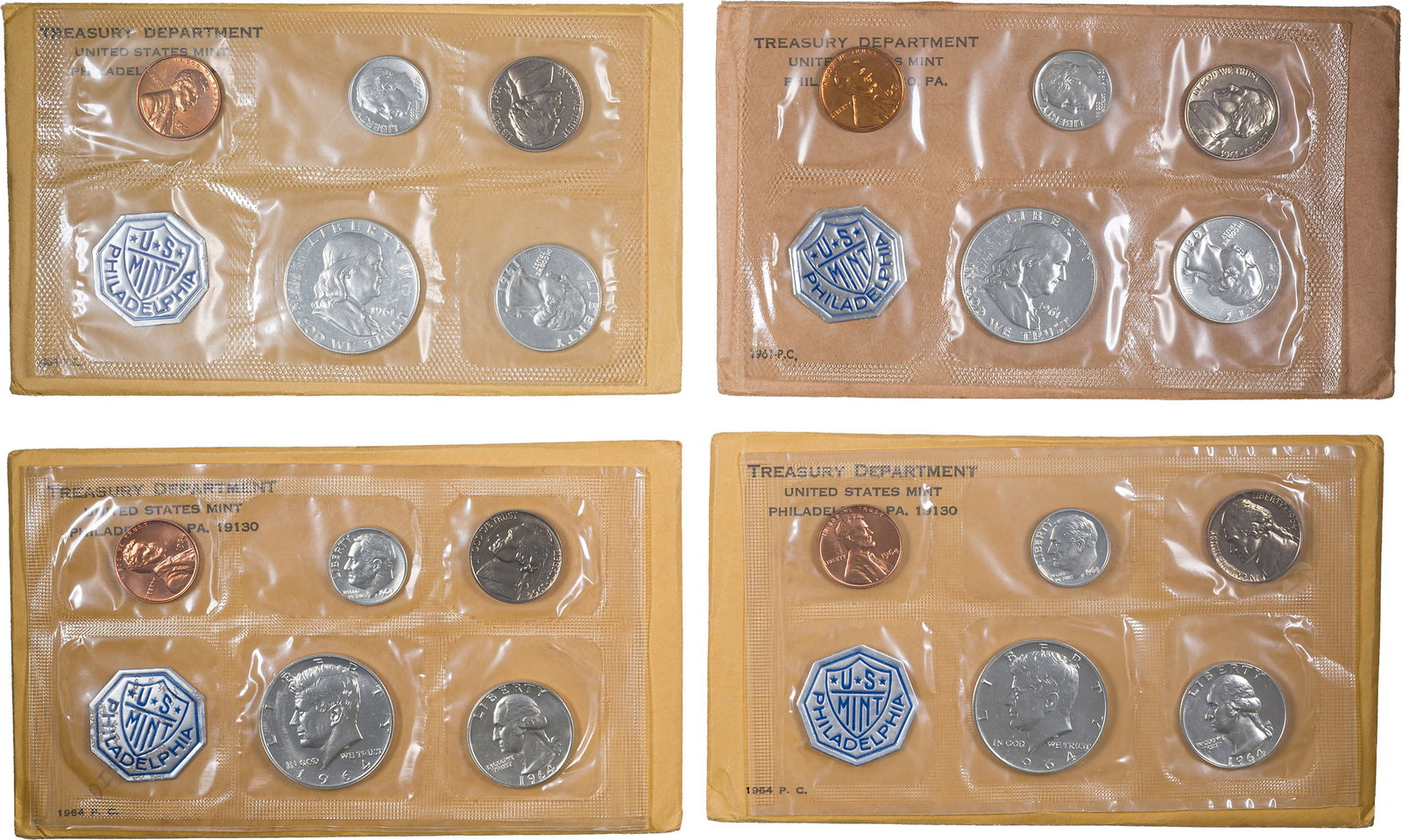1960's Proof Set Quartet: Includes (2) 1961 & (2) 1964. All are housed in OGP. (Total: 4 pcs)