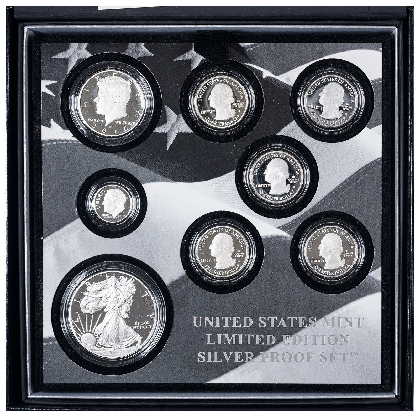2016 Limited Edition Proof Set: Includes 8 gem silver proof coins including a silver eagle. Housed in OGP.