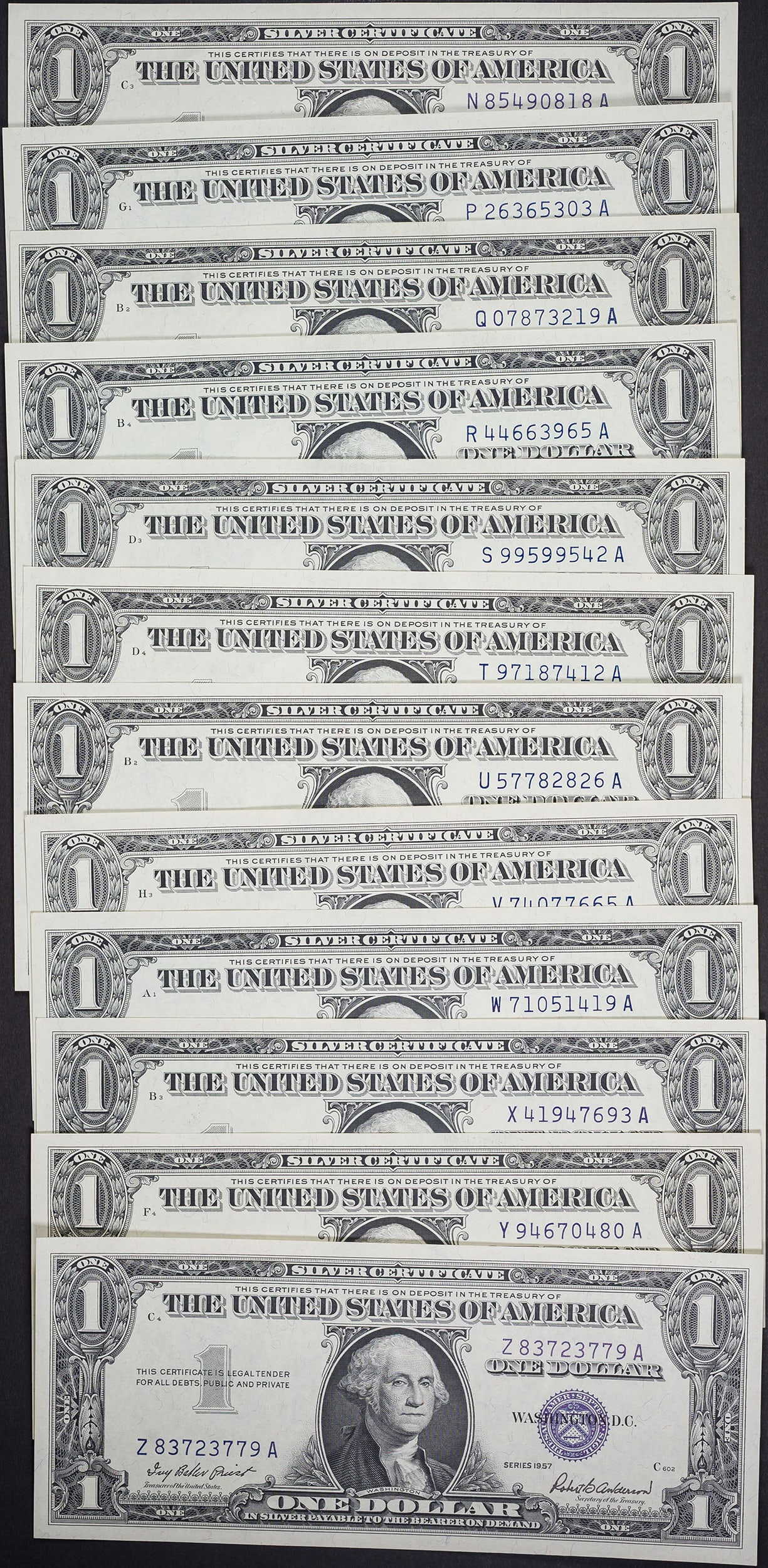 Complete Block Set Of 1957 Silver Certificates - 2
