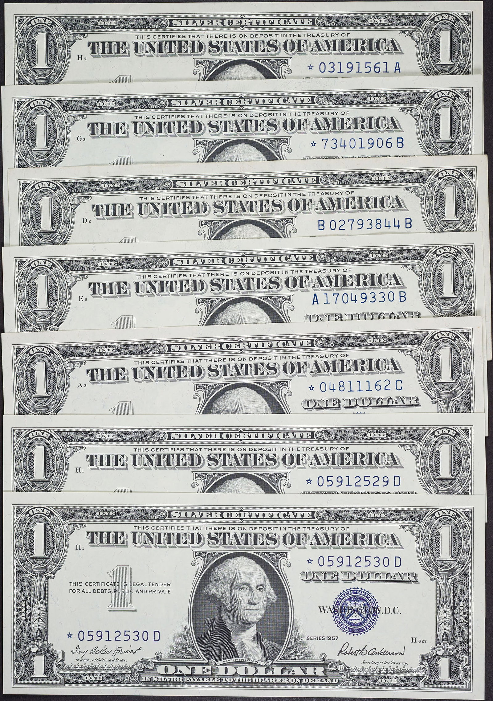 Complete Block Set Of 1957 Silver Certificates - 3