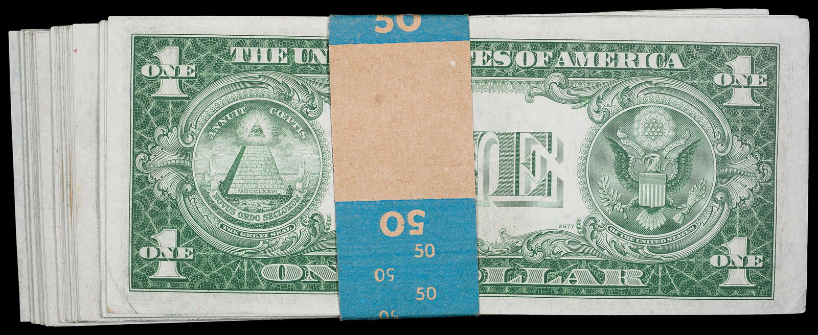 CU 50-Note Bundled Stack $1 Silver Certificates - 2