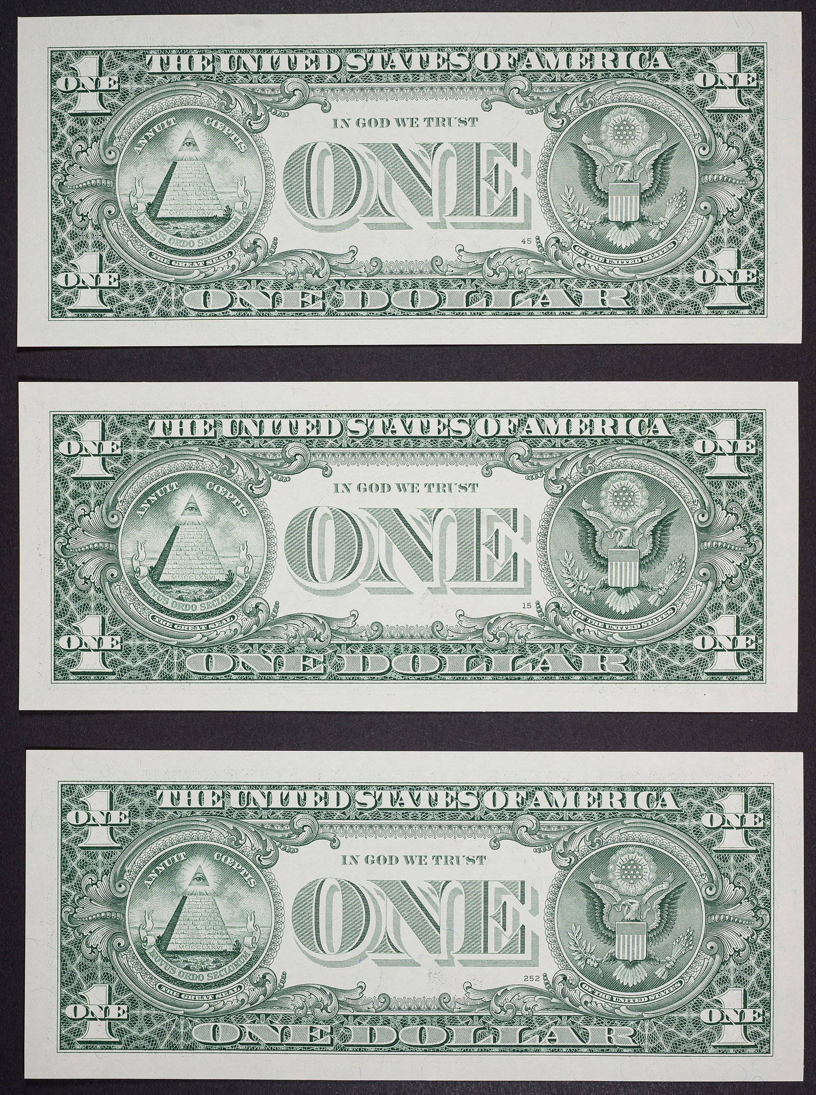 3 Pcs Ch To Gem CU $ FRN $1 Fancy Serial Numbers - 2