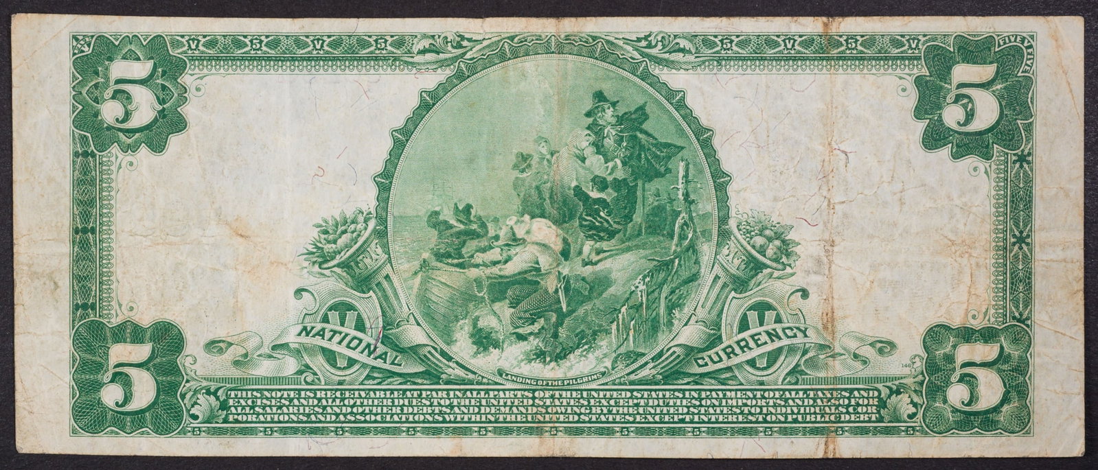 Gloucester MA 1902 $5 Plain Back National - 2