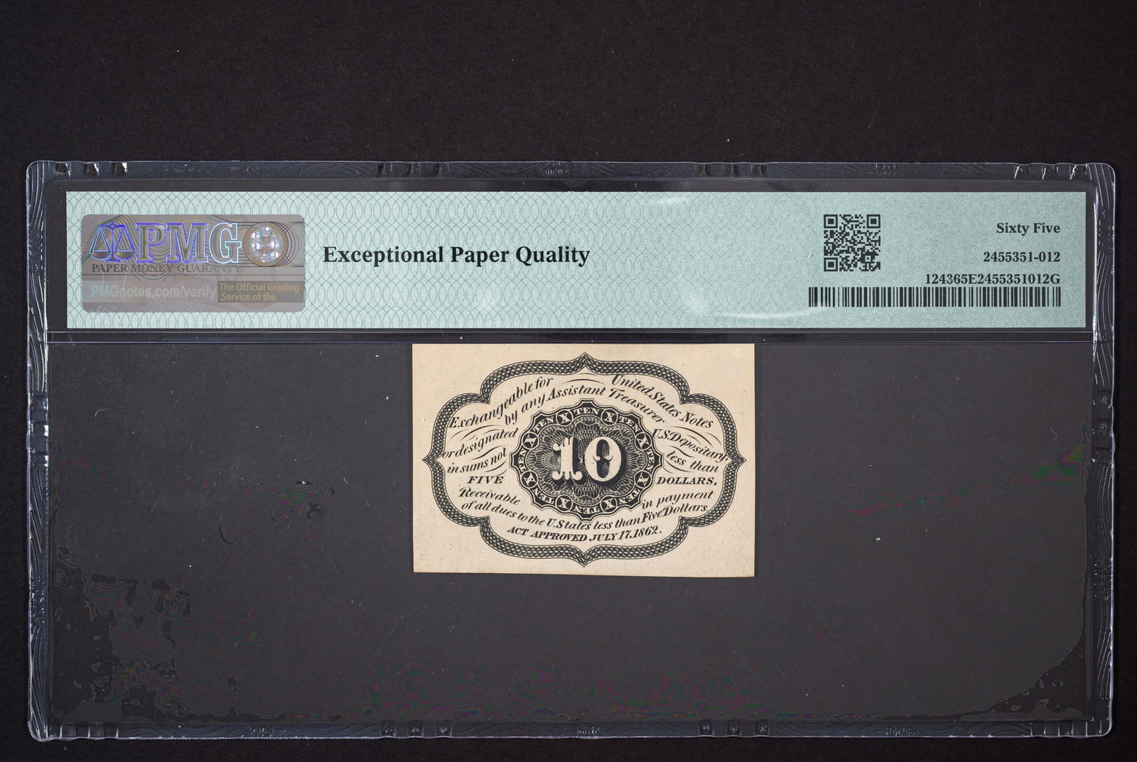 PMG-65 EPQ 10 Cent Fractional 1st Issue - 2